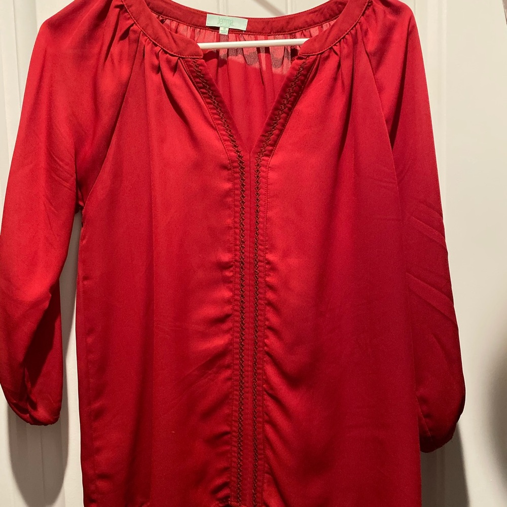 Burgundy v neck blouse